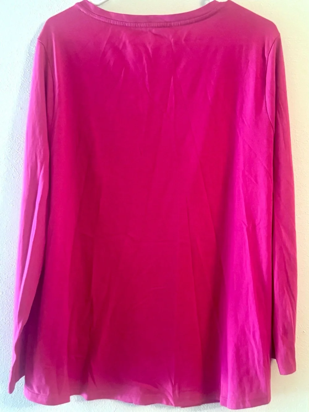 Terra & Sky Women's Fuchsia Hot Pink V-Neck Long Sleeve Top Plus Size 1X - Picture 3 of 8